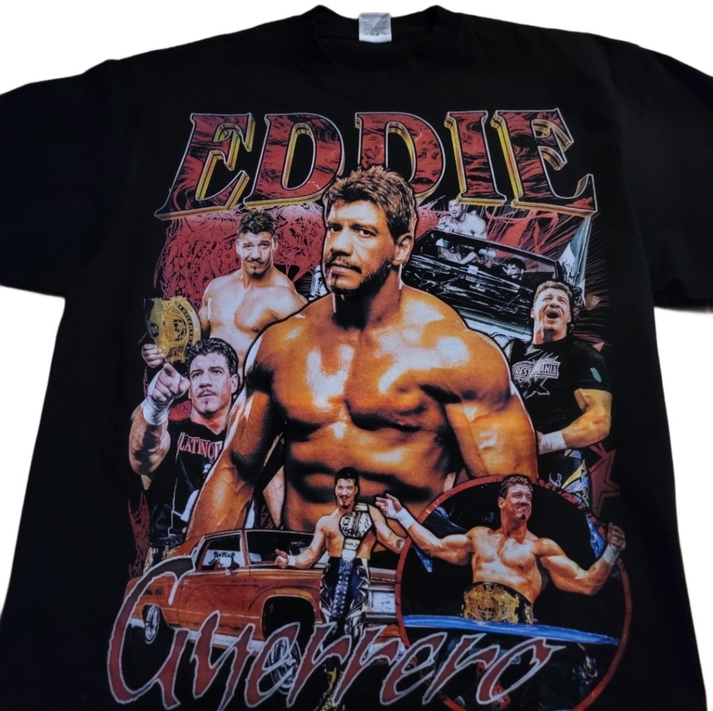 EDDIE GUERRERO FRONT AND BACK ON SHAKA HEAVYWEIGHT GARMET DYED T SHIRT "